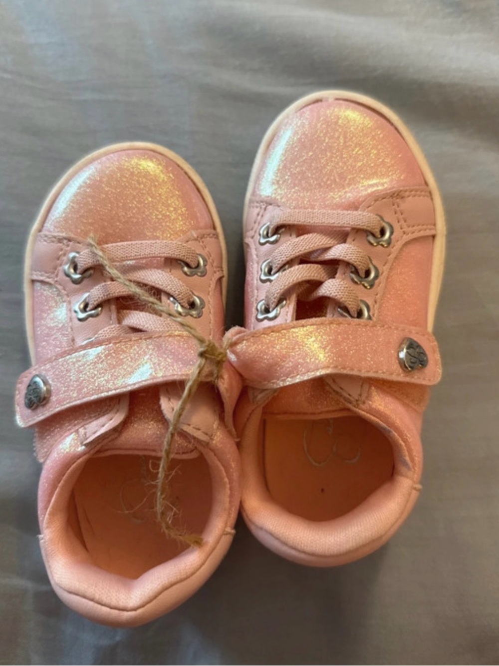 Kids Pink Glitter Sneaker with Velcro Strap